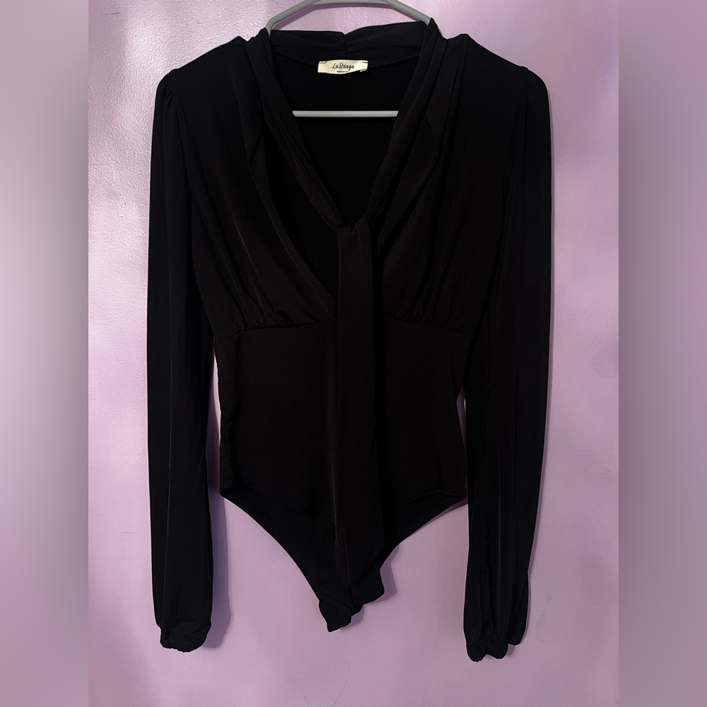 Chic Black Long Sleeve Bodysuit